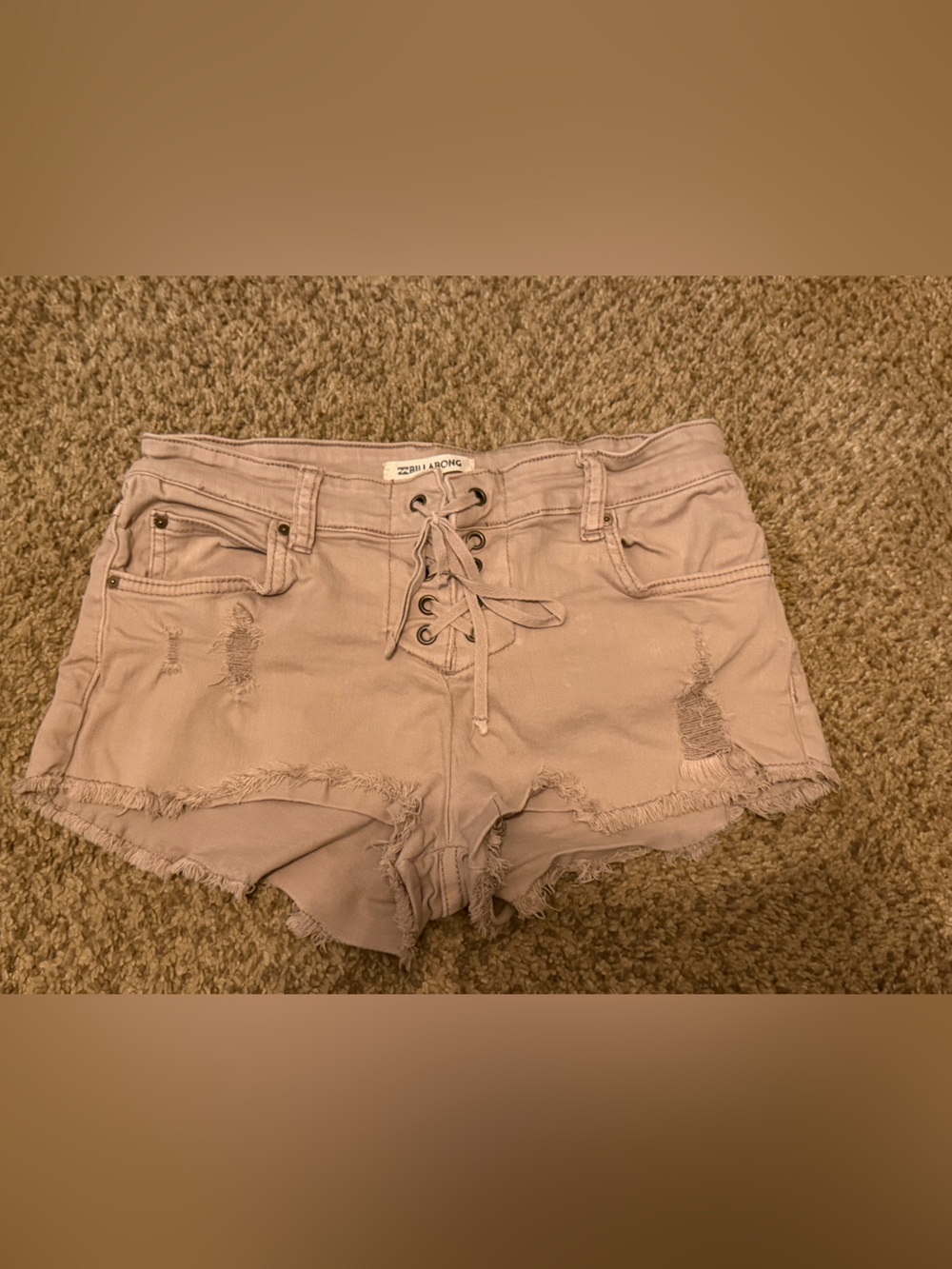 Billabong Girls Lace-Up Frayed shorts - Light tan